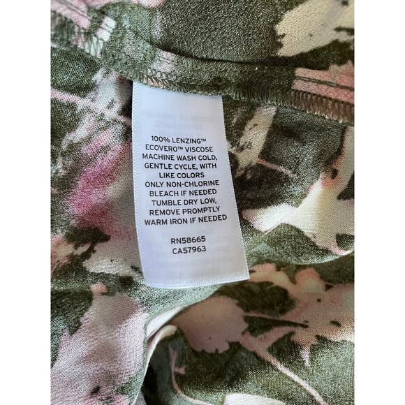 Caslon Long Sleeve Tie Waist Green Pink Abstract Midi Dress Size XXS - Picture 8 of 8